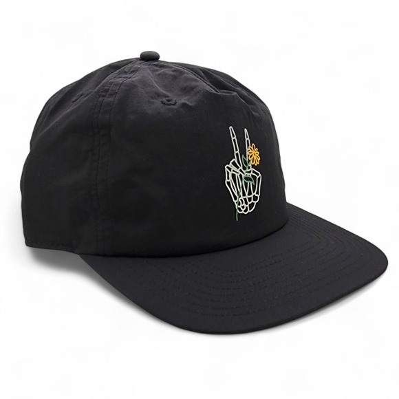 Neff Other - NEFF Pushing Up Daisies Hat Daily Flat Billed Strapback Black Nylon Cap NEW